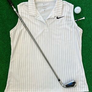 Nike Dri-FIT White Polo Sleeveless Shirt